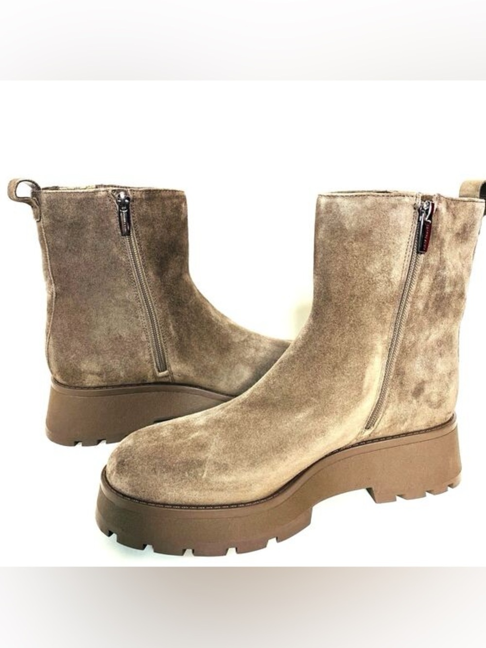Vince Camuto Taupe Suede Platform Ankle Booties